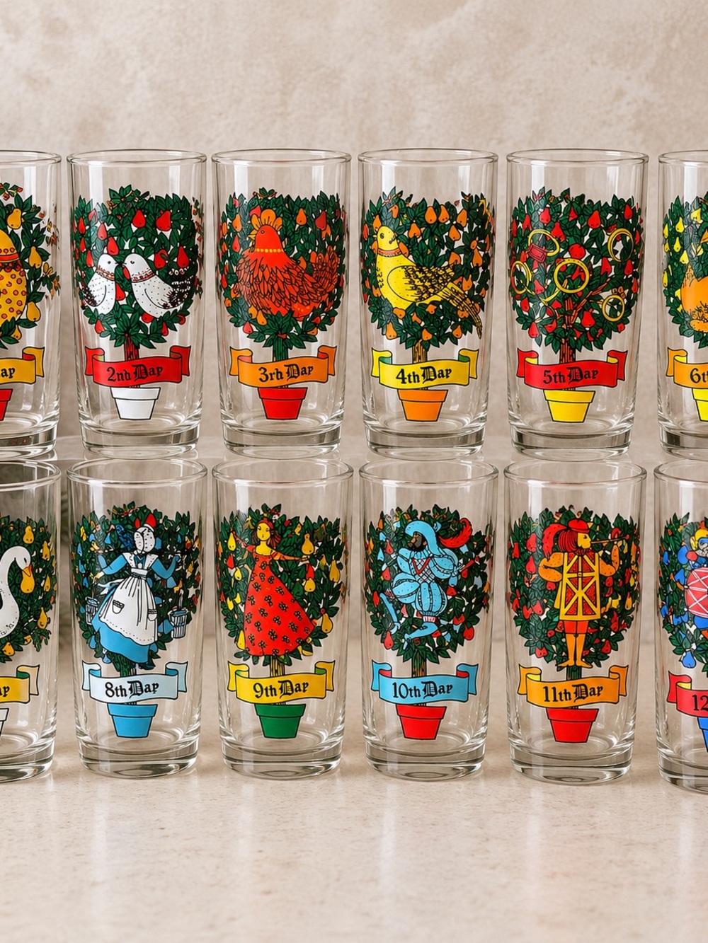 Pepsi 12 Days of Christmas Collectible Glasses - Multicolor